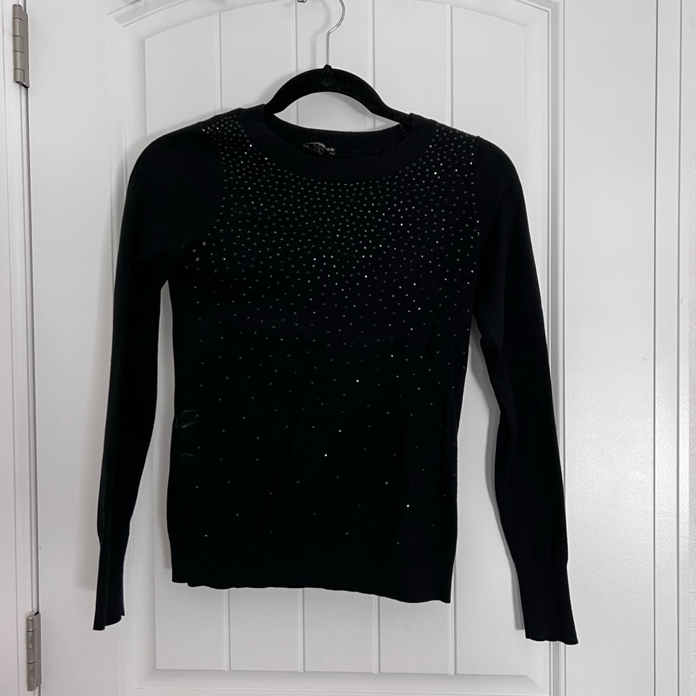 Black Rhinestone Sweater